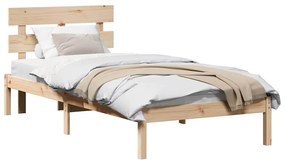 Estrado de Cama com Cabeceira 80x200 cm Madeira Sólida de Pinho