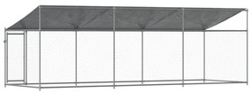 Jaula para cão com telhado/porta 6x2x2 m aço galvanizado cinza