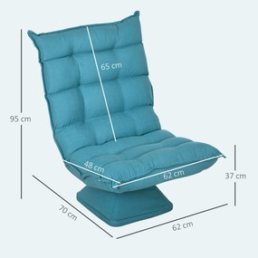 Poltrona de chão, design estofado, encosto inclinável e ajustável, giratória a 360°