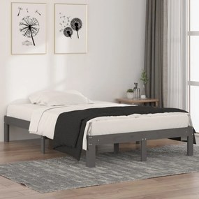 vidaXL Estrutura cama pequena casal 120x190 cm pinho maciço cinza