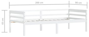 Estrutura de cama em pinho maciço 90x200 cm branco