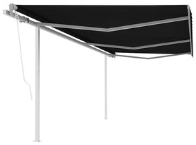 Toldo retrátil automático com postes 6x3 m antracite