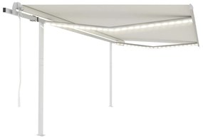 vidaXL Toldo automático c/ LED e sensor de vento 4,5x3,5 m cor creme