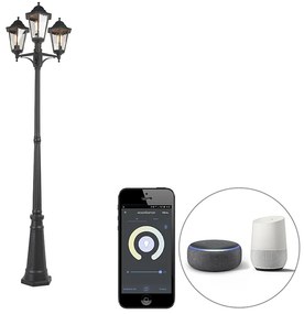 LED Lanterna de exterior inteligente preta 3 luzes com Wifi ST64 - New Orleans Rústico ,Country / Rústico,Clássico / Antigo
