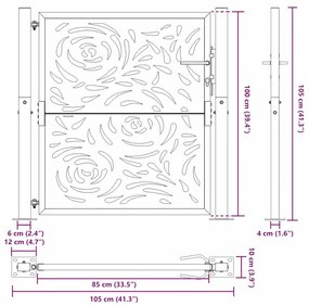 Portão de jardim 105x105 cm design de chama de aço resistente