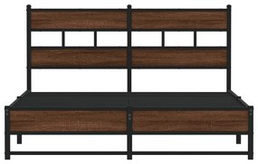 Estrutura de cama sem colchão 140x190cm metal carvalho castanho