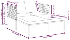 Espreguiçadeira vidaXL com almofadas para 2 pessoas Antacita 115x153x6