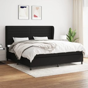 vidaXL Cama com molas/colchão 200x200 cm tecido preto
