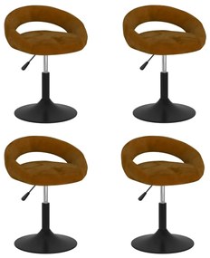 vidaXL Cadeiras de jantar giratórias 4 pcs veludo castanho