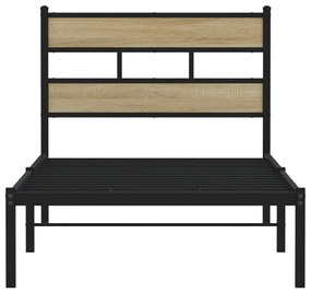 Estrutura de cama sem colchão 100x200 cm metal carvalho sonoma