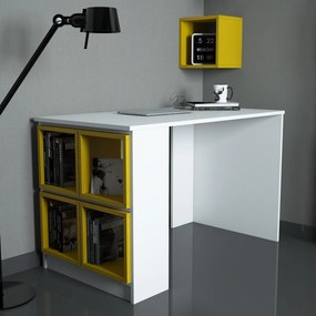Secretária Box – Branco/Amarelo – 120x75x65 cm
