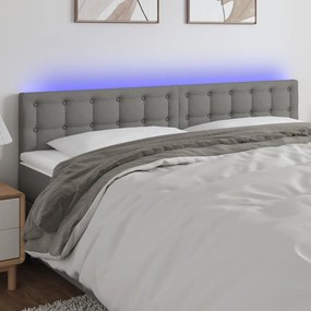 Cabeceira de cama c/luzes LED tecido 180x5x78/88cm cinza-escuro