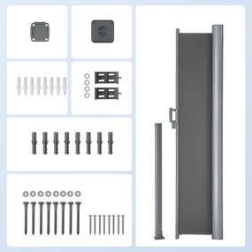 Toldo lateral, cortina lateral extensível 200,1 x 350,1 cm, proteção visual antracite