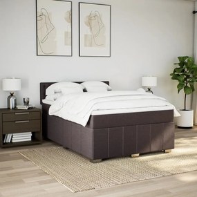 Cama com molas/colchão 160x200 cm tecido castanho-escuro