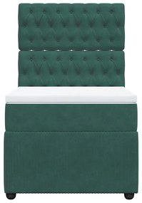 Cama com molas/colchão 90x190 cm veludo verde-escuro