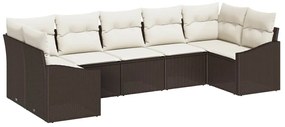 Conjunto de Jantar de Jardim de 7 Peças com Almofadas - Rattan Sintéti