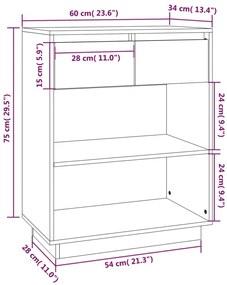 Armário consola 60x34x75 cm pinho maciço castanho mel