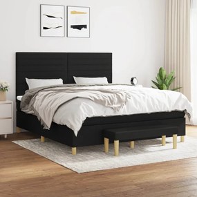 vidaXL Cama com molas/colchão 160x200 cm tecido preto