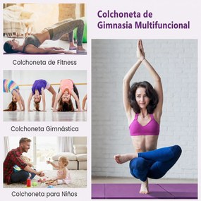 Colchão de Ginástica Dobrável, 240 x 120 x 5 cm, Superfície Antiderrapante, Roxo