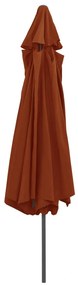 Guarda-sol de jardim com poste de metal 390 cm terracota