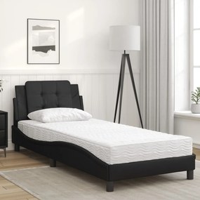 Cama com colchão 90x190 cm couro artificial preto