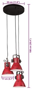 Candeeiro suspenso 25 W 30x30x100 cm E27 vermelho desgastado