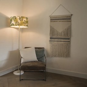 Candeeiro de pé em latão com abajur de folha 50 cm - Kaso Moderno