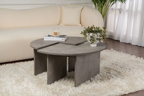 Mesa de Centro "Moira" – Cinzento Cimento , Ø90x41 cm, Design Rústico