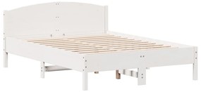 Cama com estante sem colchão 160x200 cm pinho maciço branco