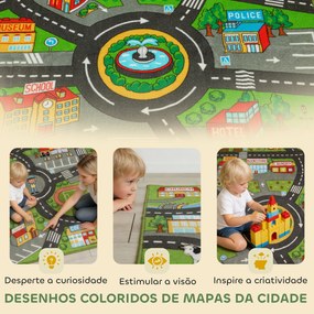 Tapete Infantil Estrada de Cidade 200x150 cm Tapete Educativo Antiderrapante para Bebés Multicor