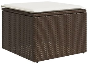 9 pcs conjunto sofás p/ jardim c/ almofadões vime PE castanho
