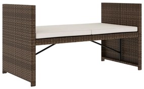 5 pcs conjunto lounge jardim c/ almofadões vime PE castanho