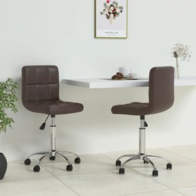 vidaXL Cadeiras de jantar giratórias 2 pcs couro artificial castanho