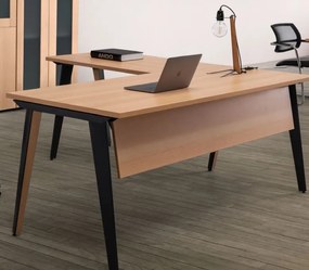 Secretária de Escritório 1800x800 mm Art com Alonga Preto / Carvalho Mediterrâneo – Art