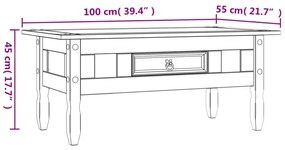 Mesa de centro Corona Range em pinho mexicano 100x60x45 cm