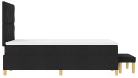 Cama Box Spring com Colchão e Banco Preto 120x190 cm Tecido