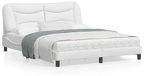 vidaXL Estrutura de cama c/ luzes LED 160x200 cm couro artif. branco