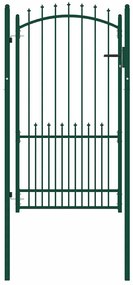vidaXL Portão para cerca com espetos 100x175 cm aço verde