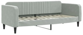 Sofá-cama c/ gavetão e colchões 80x200 cm veludo cinzento-claro