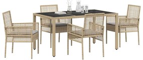Conjunto de Jantar para Jardim 5 pcs Bege 150 x 90 x 75 cm