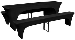 Conjunto 3 capas para mesa e bancos de bar, preto 220 x 50 x 80 cm