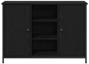 Aparador Carvalho Preto 100x35x70 cm Madeira Engenharia e Aço