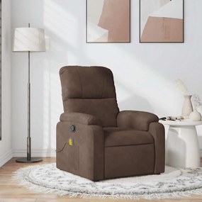 Poltrona de massagens reclinável tecido de microfibra castanho