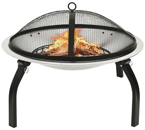 Braseira e barbecue 2-em-1 com atiçador 56x56x49 cm aço inox.