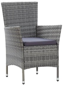 9 pcs conjunto jantar exterior c/ almofadões vime PE cinzento