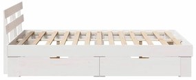 Cama com Gavetas - Branca 120 x 190 cm - Pinho Sólido