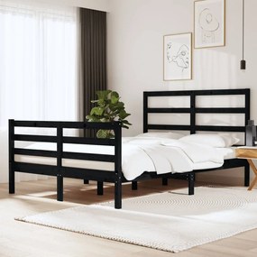 vidaXL Estrutura de cama 140x190 cm madeira de pinho maciça preto
