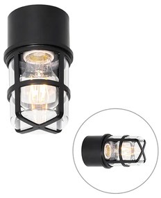 Candeeiro de teto e parede preto com cúpula transparente IP54 - Kiki Moderno
