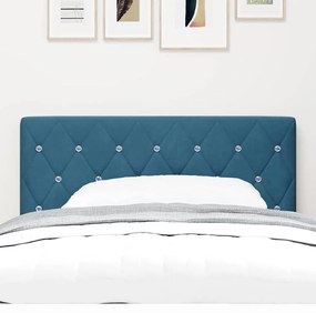 Cabeceira LED com Botão de Cristal, Almofadada Azul Escuro, 90 cm em V