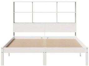 Cama com estante sem colchão 140x200 cm pinho maciço branco